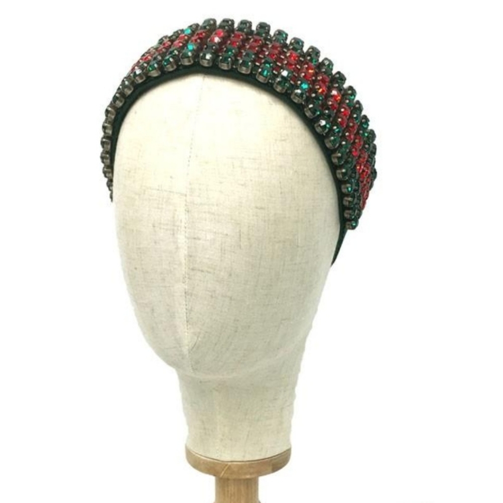 100% Authentic GUCCI Crystal Embellished Web Headband size M